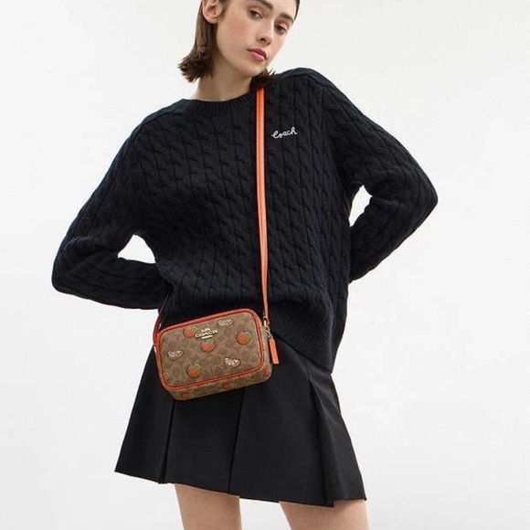 Coach Mini Jamie Camera Bag In Signature Canvas With Orange Print Purse NWT $368 - Picture 2 of 4